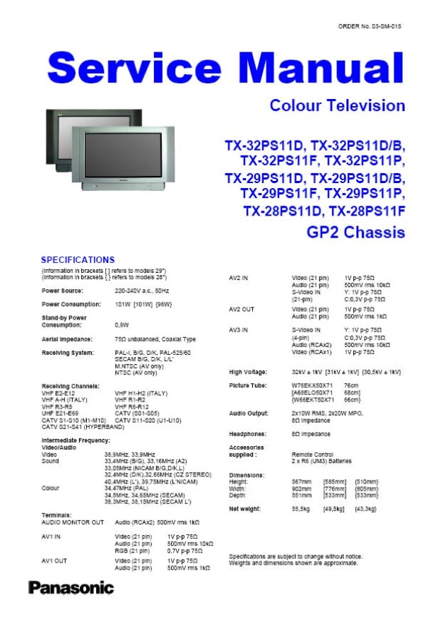 TX-32PS11D, TX-32PS11D-B, TX-32PS11F, TX-32PS11P